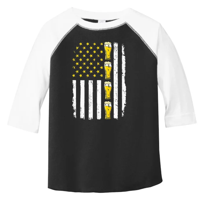 Beer American Flag 4th of July Funny Patriotic Brewery Mugs Toddler Fine Jersey T-Shirt