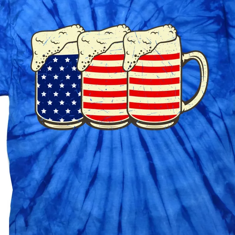 Beer American Flag 4th Of July Patriotic Merica Us Gift Tie-Dye T-Shirt