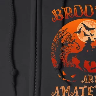 Brooms Are For Amateurs Witch Riding Horse Halloween Women Full Zip Hoodie