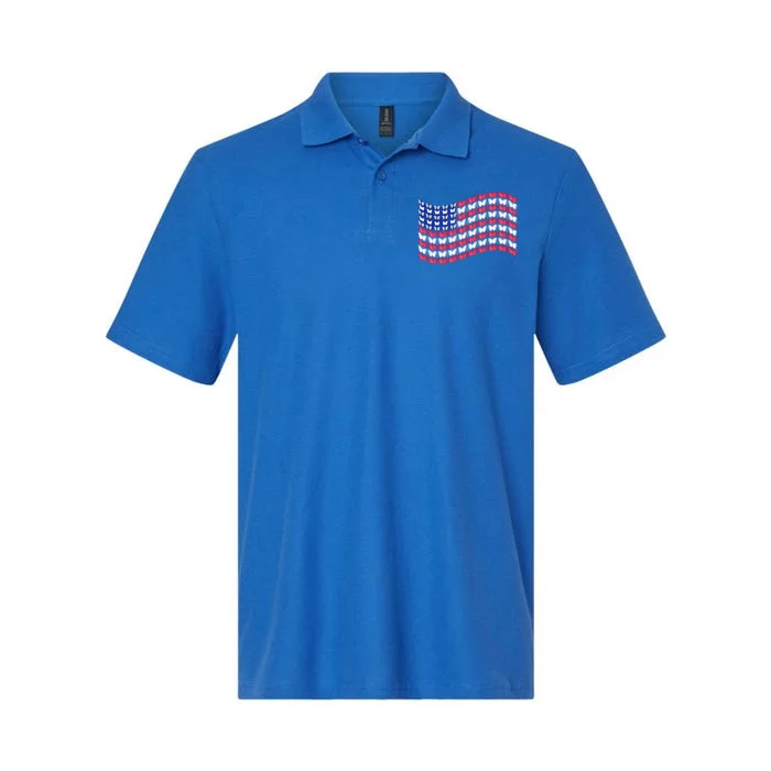 Butterflies American Flag 4th Of July Usa Butterfly Flag Gift Softstyle Adult Sport Polo