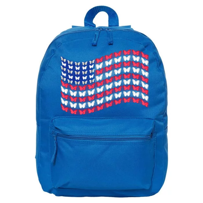 Butterflies American Flag 4th Of July Usa Butterfly Flag Gift 16 in Basic Backpack