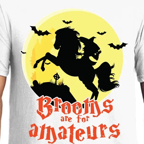 Brooms Are For Amateurs Riding Horse Halloween Gift Pajama Set