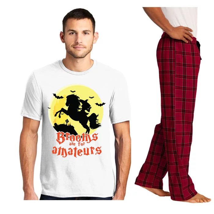 Brooms Are For Amateurs Riding Horse Halloween Gift Pajama Set