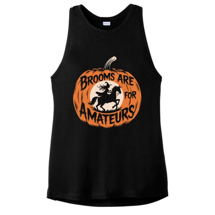 Brooms Are For Amateurs Witch Equestrian Horse Riding Ladies Tri-Blend Wicking Tank