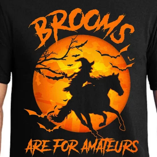 Brooms Are For Amateurs Witch Riding Horse Halloween Pajama Set