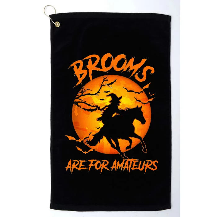 Brooms Are For Amateurs Witch Riding Horse Halloween Platinum Collection Golf Towel