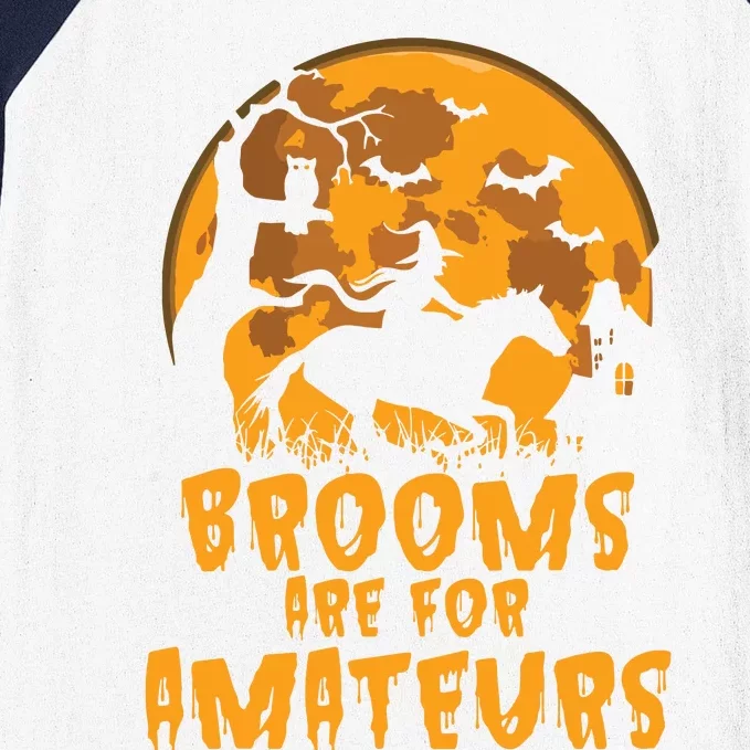 Brooms Are For Amateurs Witch Riding Horse Halloween Women Baseball Sleeve Shirt