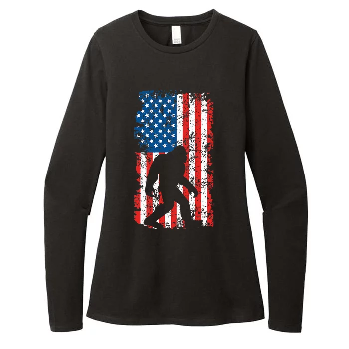 Bigfoot American Flag Sasquatch Womens CVC Long Sleeve Shirt