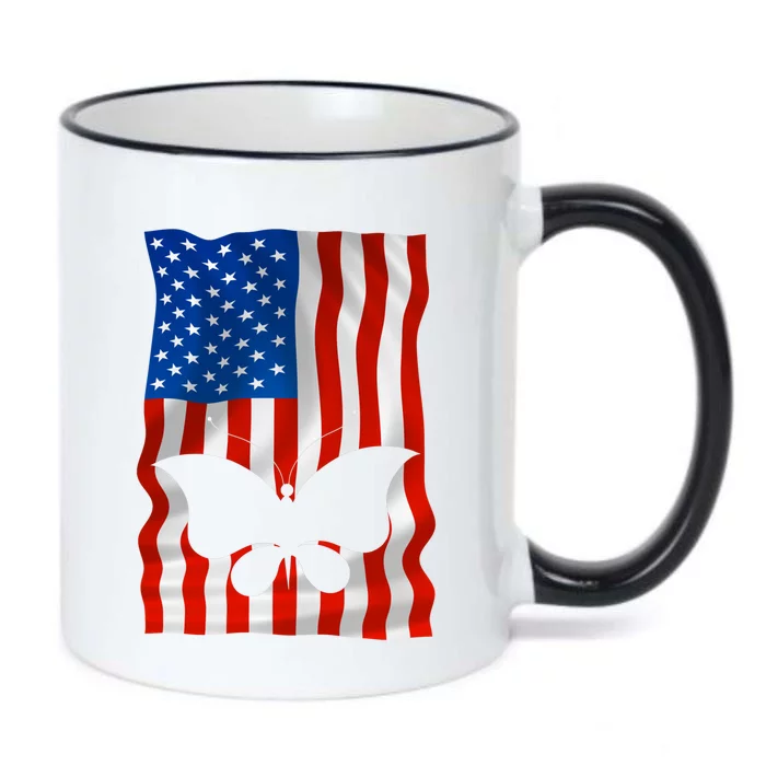 Butterfly American Flag Usa 4th Of July America Gift Black Color Changing Mug