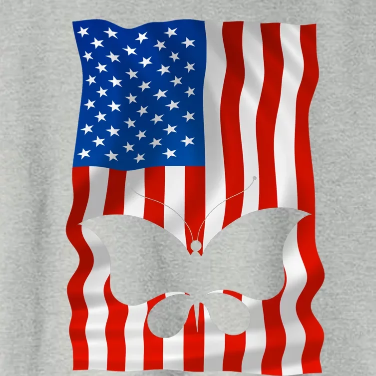 Butterfly American Flag Usa 4th Of July America Gift Women's Crop Top Tee