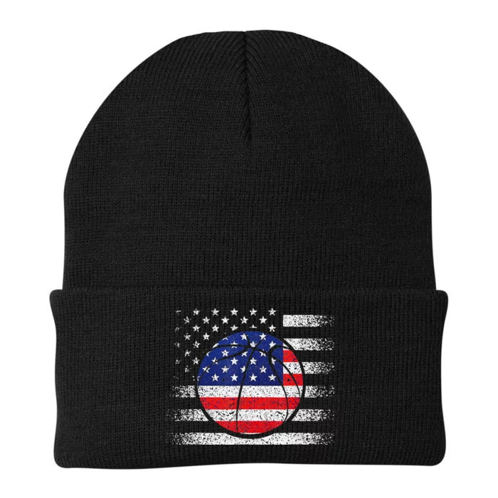 Basketball American Flag 4th Of July USA Sports Team Players Knit Cap Winter Beanie