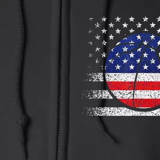 Basketball American Flag 4th Of July USA Sports Team Players Full Zip Hoodie