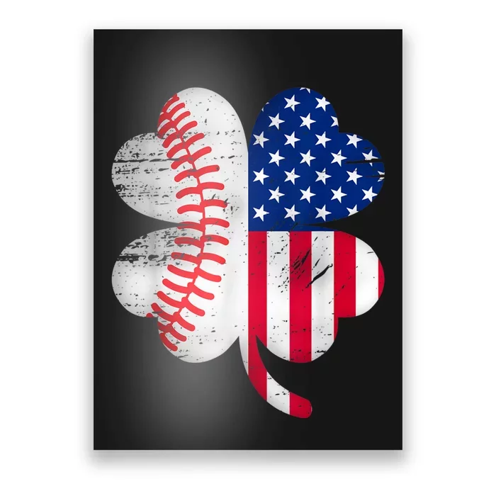 Baseball American Flag Lover Player Clover Poster