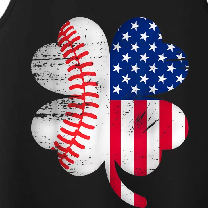 Baseball American Flag Lover Player Clover Performance Tank