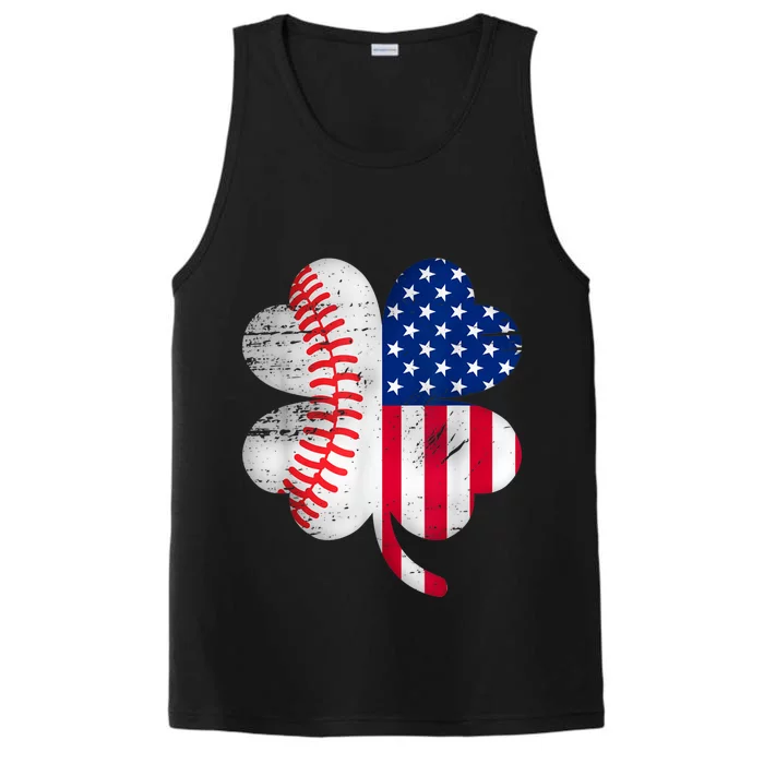 Baseball American Flag Lover Player Clover Performance Tank