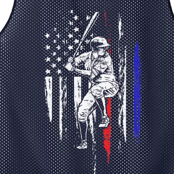 Baseball American Flag Batter Hitting USA 4th Of July Gift Mesh Reversible Basketball Jersey Tank