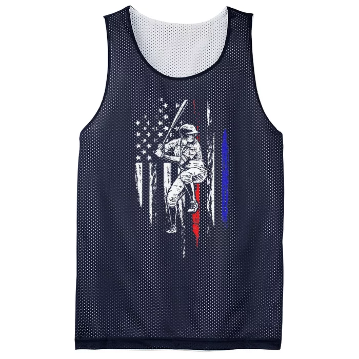 Baseball American Flag Batter Hitting USA 4th Of July Gift Mesh Reversible Basketball Jersey Tank