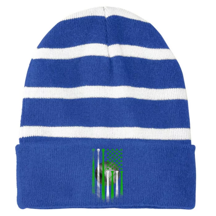 Baseball American Flag St Patricks Day Catcher Pitcher Cute Gift Striped Beanie with Solid Band