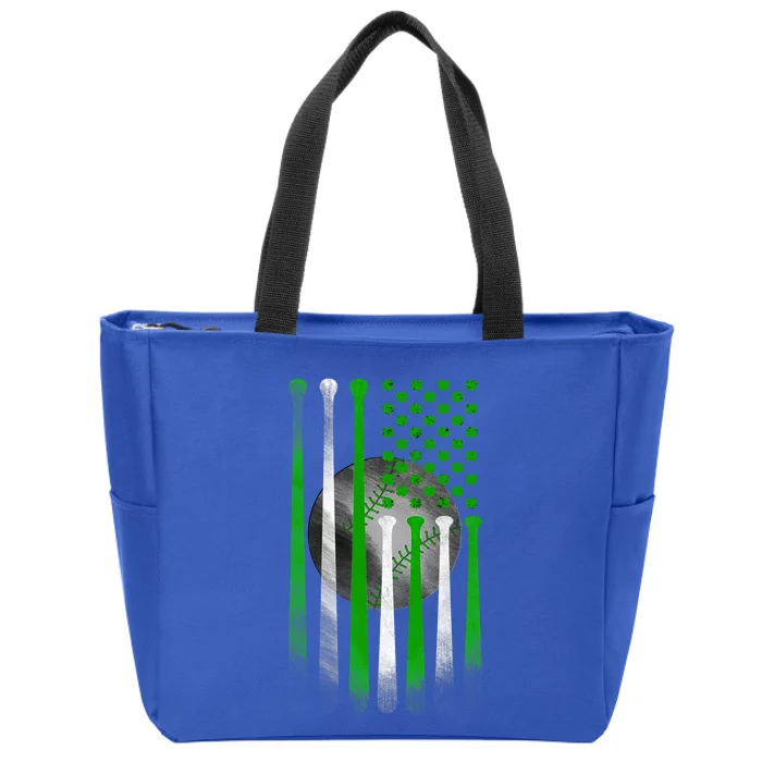 Baseball American Flag St Patricks Day Catcher Pitcher Cute Gift Zip Tote Bag