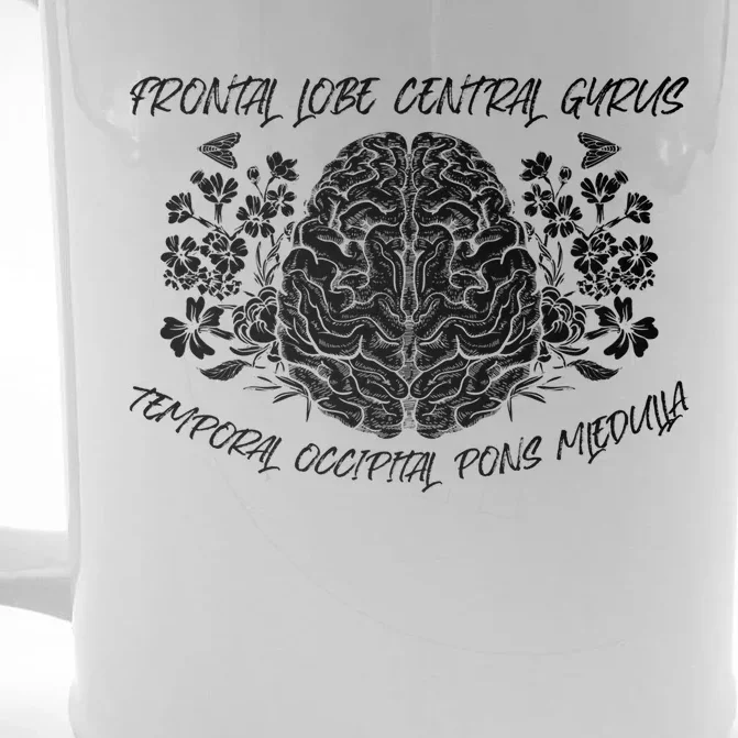 Brain Anatomy Floral Funny Nurse Flowers Nursing School Gift Front & Back Beer Stein