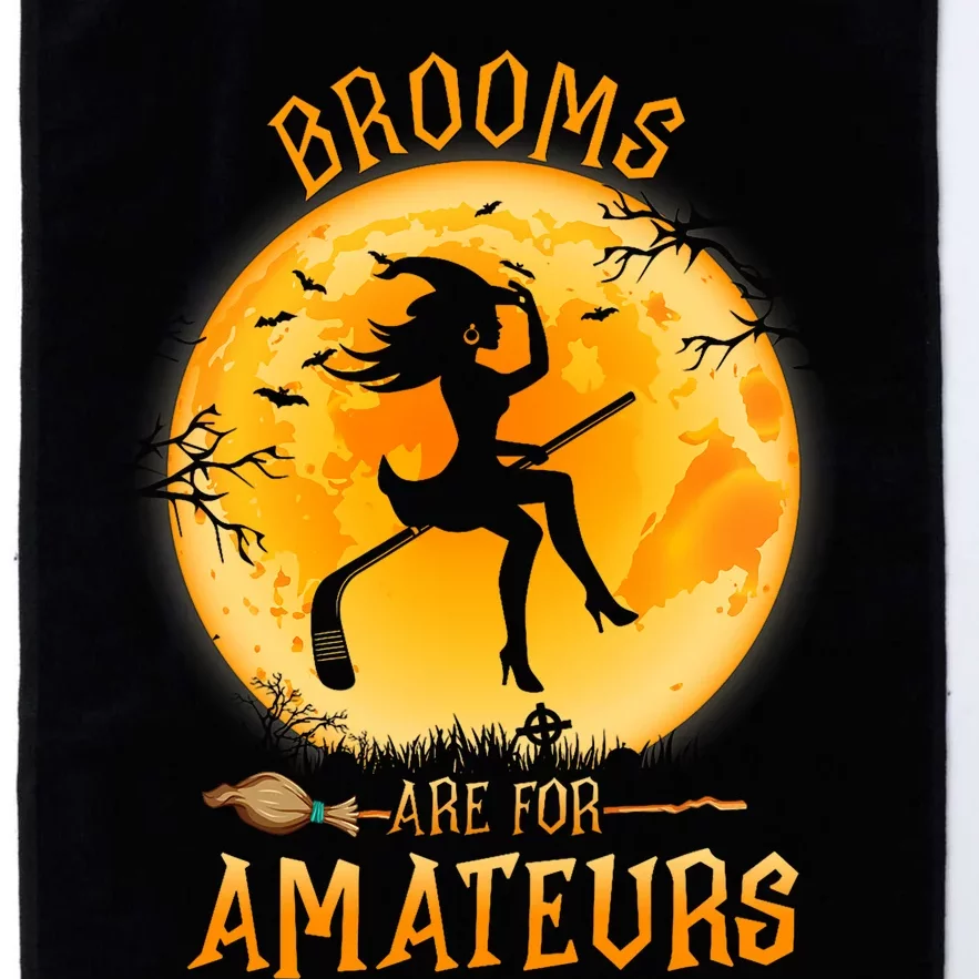 Brooms Are For Amateurs Witch Riding Hockey Stick Halloween Platinum Collection Golf Towel