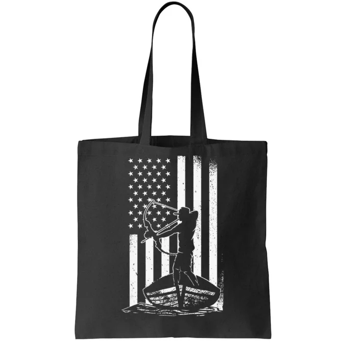 Bowfishing American Flag Bow Hunting Fish Tote Bag