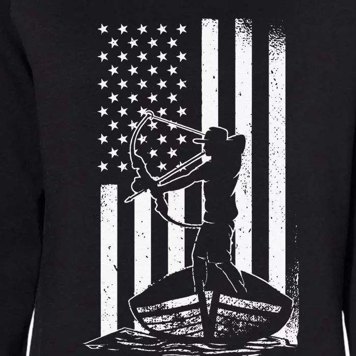 Bowfishing American Flag Bow Hunting Fish Womens California Wash Sweatshirt