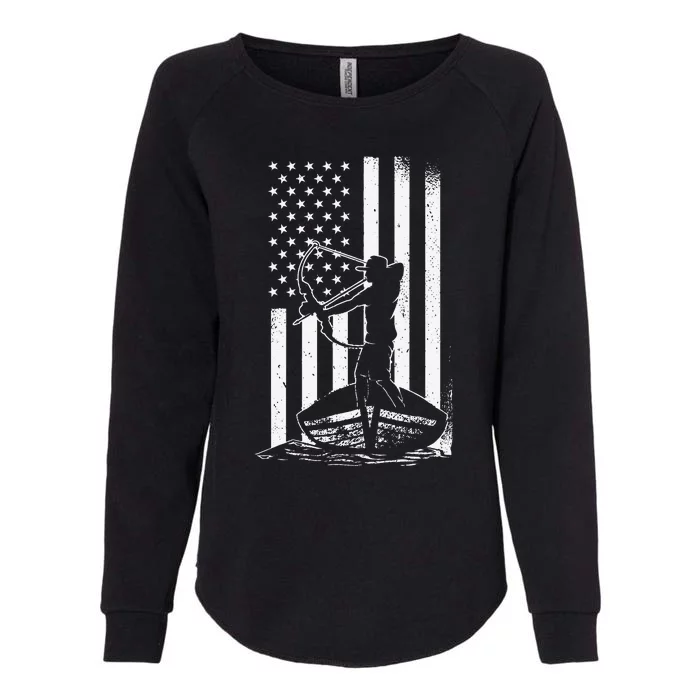 Bowfishing American Flag Bow Hunting Fish Womens California Wash Sweatshirt