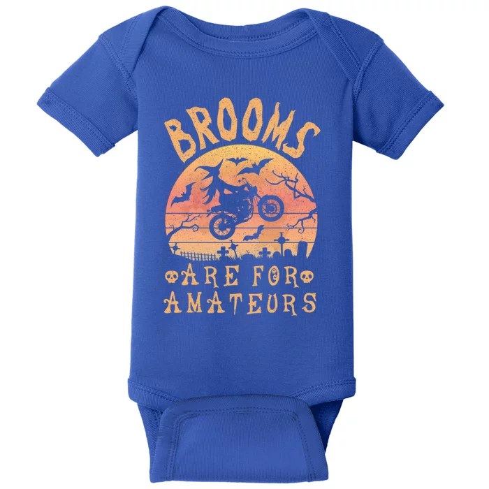 Brooms Are For Amateurs Bike Riding Funny Halloween Gift Baby Bodysuit