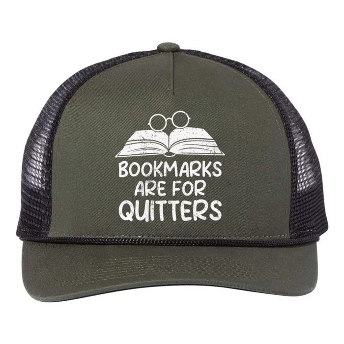 Bookmarks Are For Quitters Book Lover Teacher Retro Rope Trucker Hat Cap