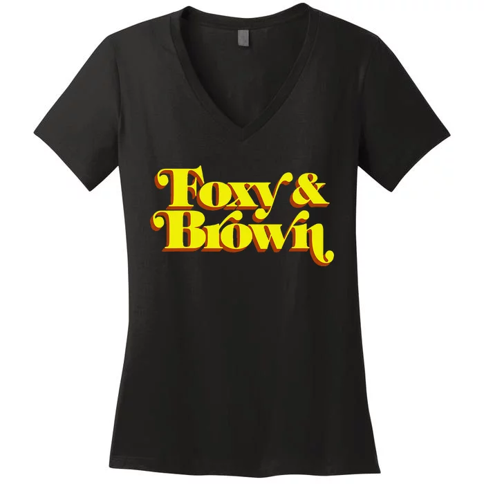 Brown And Foxy Retro Vintage Brown Sugar Women's V-Neck T-Shirt