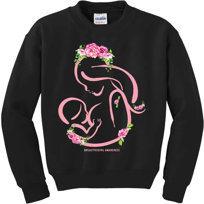 Breastfeeding Awareness Flowers Normalize Breastfeeding Kids Sweatshirt