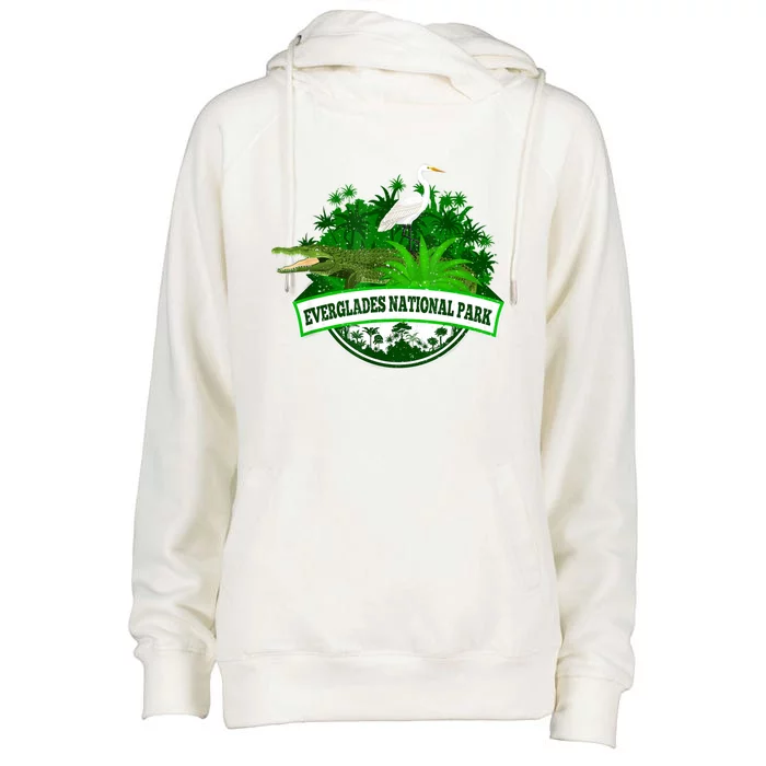 Bird And Florida Alligator Of Everglades National Park Womens Funnel Neck Pullover Hood