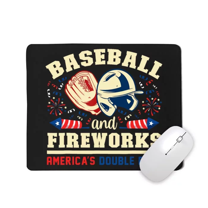 Baseball And Fireworks America's Double Play 4th Of July Mousepad