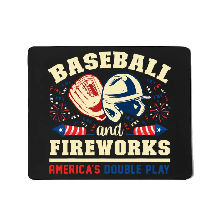 Baseball And Fireworks America's Double Play 4th Of July Mousepad