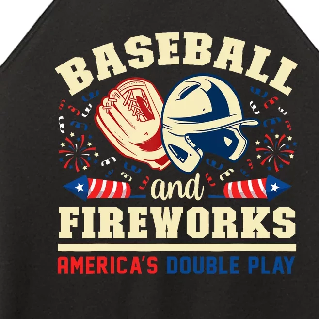 Baseball And Fireworks America's Double Play 4th Of July Women’s Perfect Tri Rocker Tank