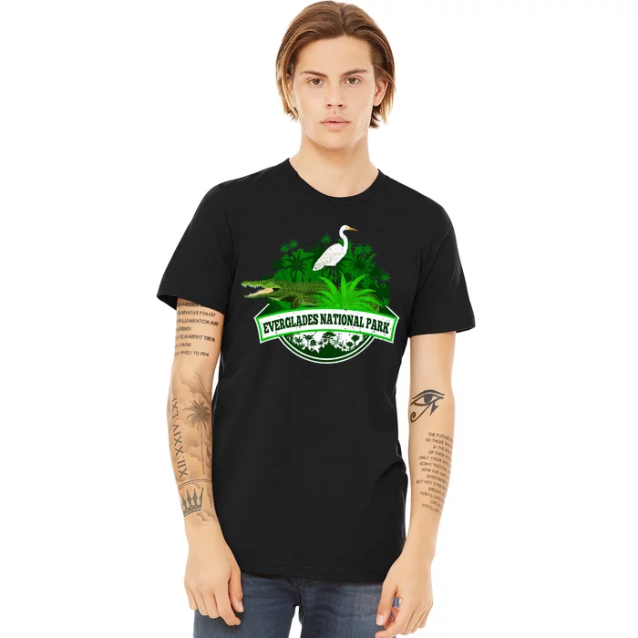 Bird And Florida Alligator Of Everglades National Park Premium T-Shirt