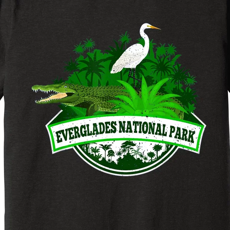 Bird And Florida Alligator Of Everglades National Park Premium T-Shirt