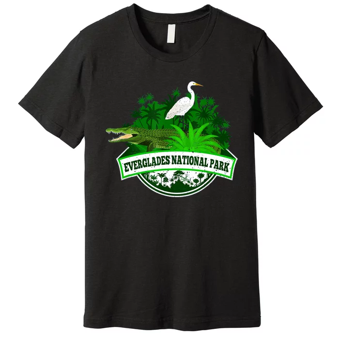 Bird And Florida Alligator Of Everglades National Park Premium T-Shirt