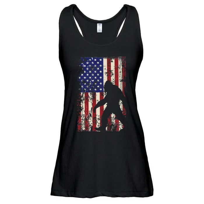 Bigfoot American Flag 4th Of July Patriotic Ladies Essential Flowy Tank