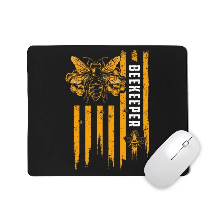 Beekeeping American Flag Honeycomb Honey Bees Beekeeper Mousepad