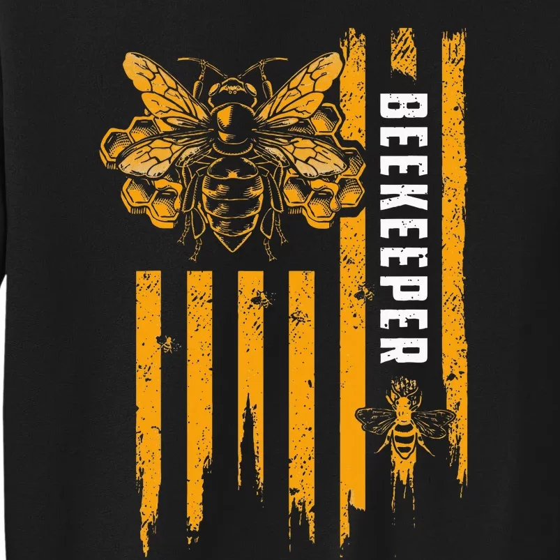 Beekeeping American Flag Honeycomb Honey Bees Beekeeper Tall Sweatshirt