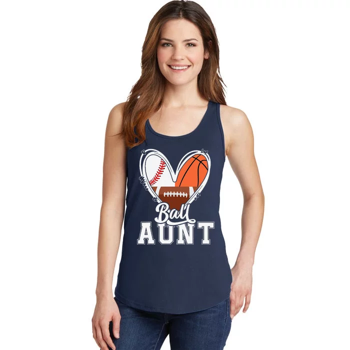 Ball Aunt Funny Baseball Football Basketball Aunt Ladies Essential Tank