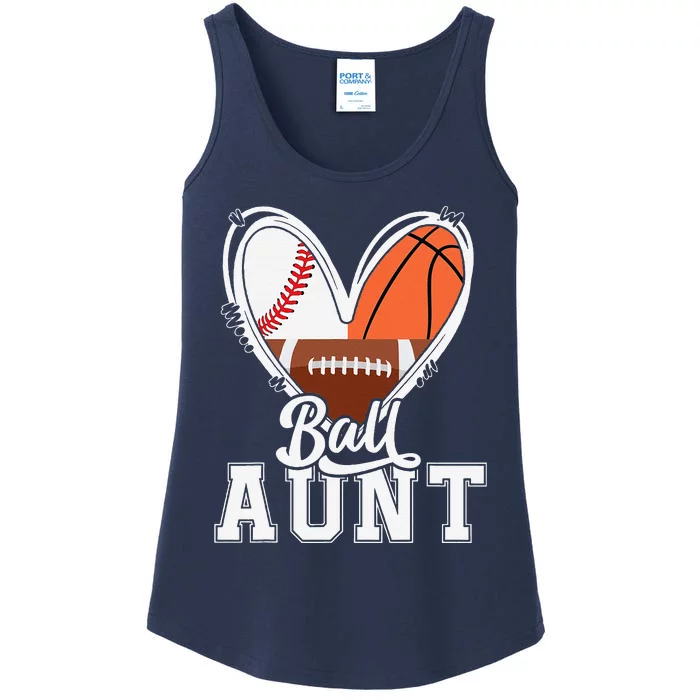 Ball Aunt Funny Baseball Football Basketball Aunt Ladies Essential Tank