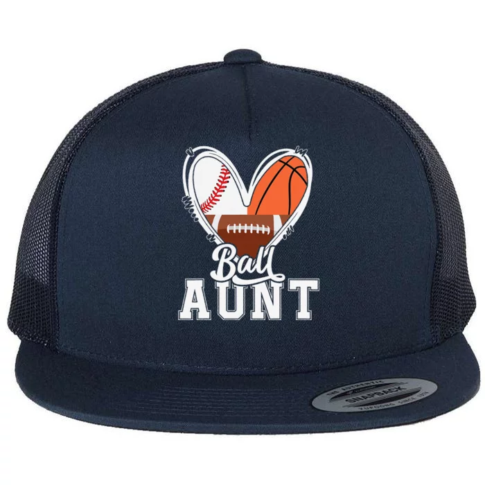 Ball Aunt Funny Baseball Football Basketball Aunt Flat Bill Trucker Hat