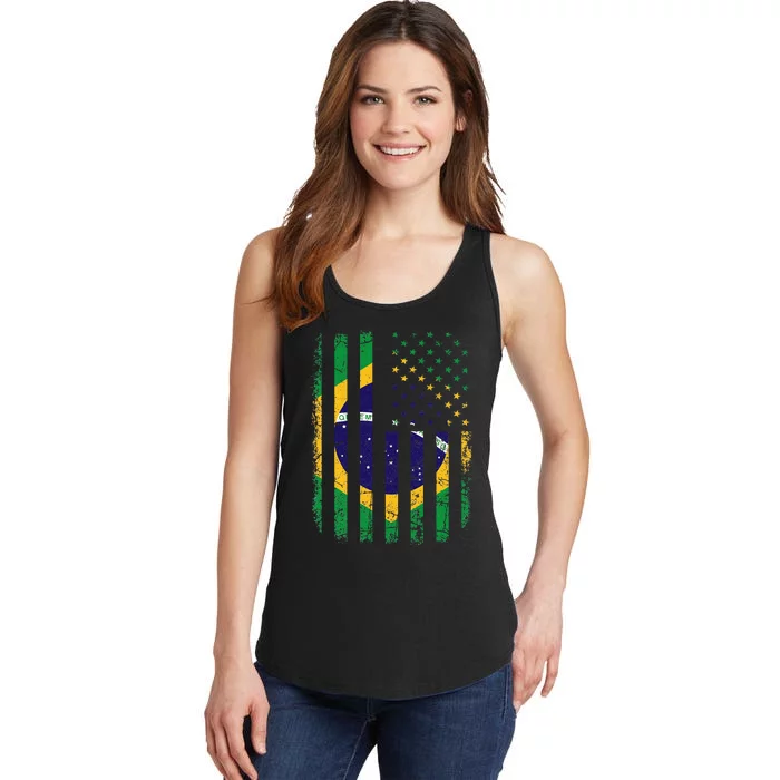 Brazilian American Flag Brazilian Roots Brazil America Ladies Essential Tank