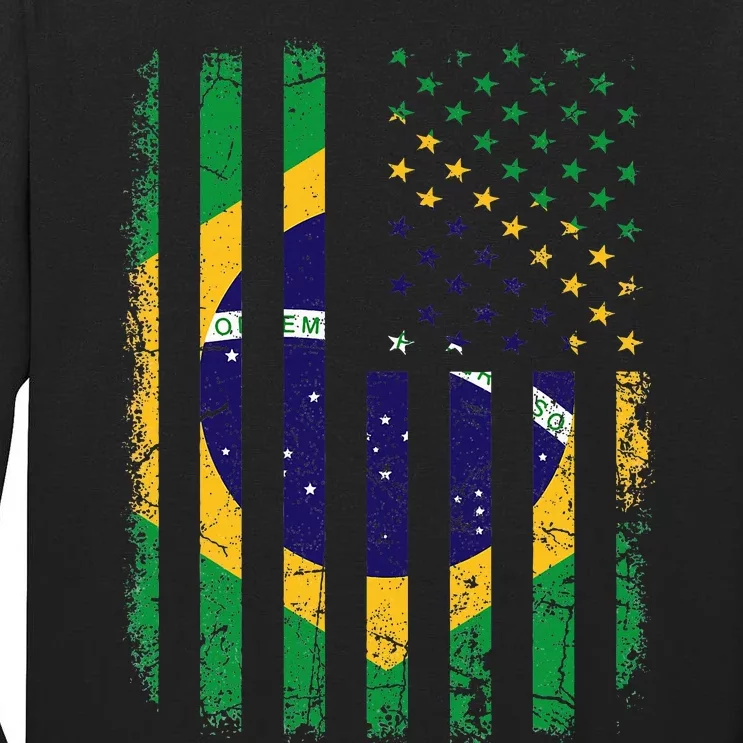 Brazilian American Flag Brazilian Roots Brazil America Tall Long Sleeve T-Shirt