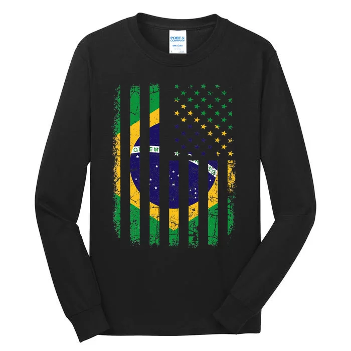 Brazilian American Flag Brazilian Roots Brazil America Tall Long Sleeve T-Shirt