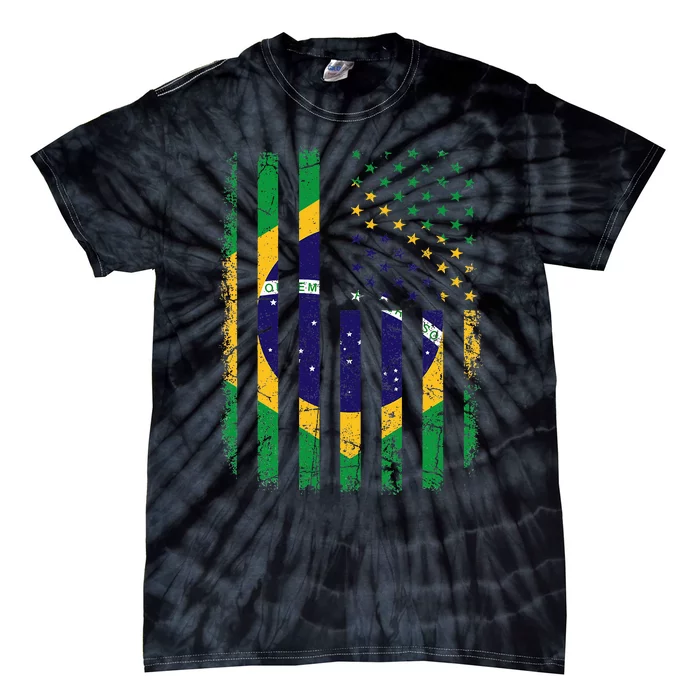 Brazilian American Flag Brazilian Roots Brazil America Tie-Dye T-Shirt