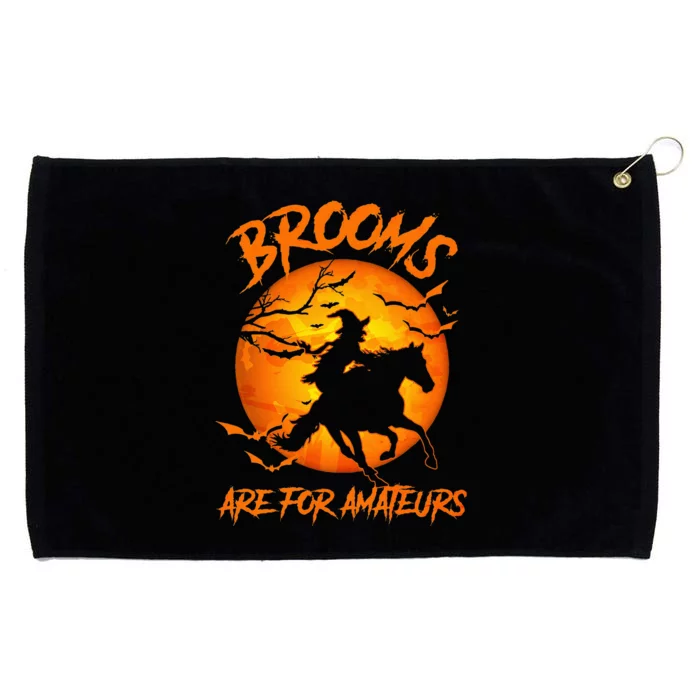 Brooms Are For Amateurs Witch Riding Horse Halloween Grommeted Golf Towel